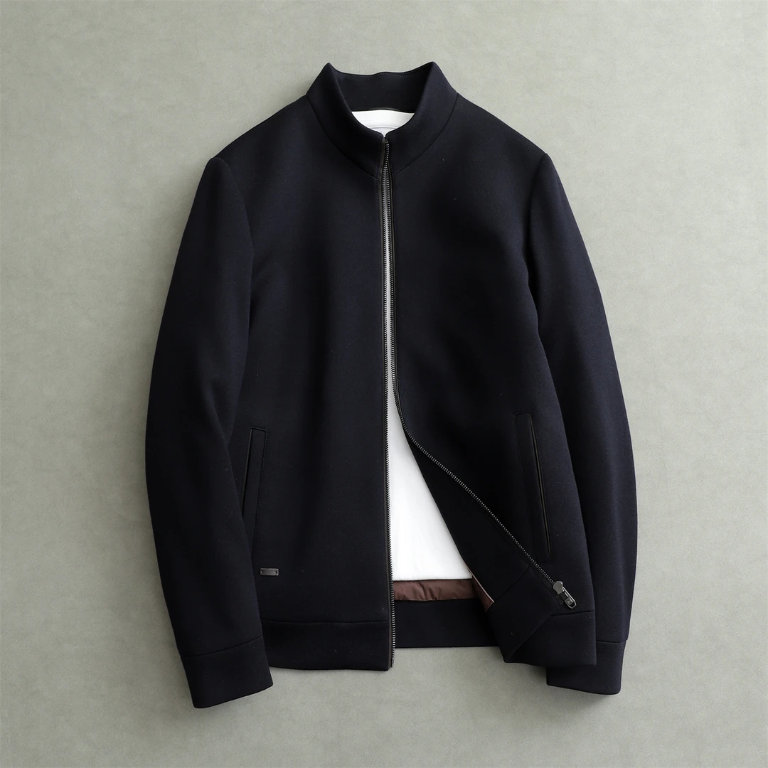 薄款羽绒服男休闲立领短款巴恩风摩卡棕猎装夹克时尚保暖