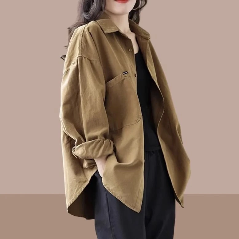 春秋季中长款衬衫女通勤穿搭2025新款长袖衬衣外套时尚高级感爆款