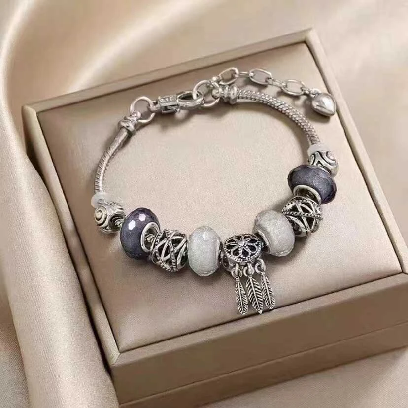 钛钢手链 蓝色复古轻奢手链