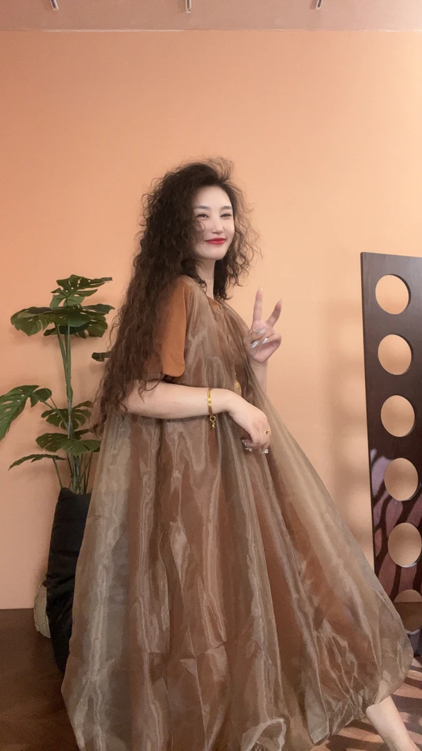 museguhui/木色古汇1076#拼接休闲时尚纯色气质显瘦连衣裙