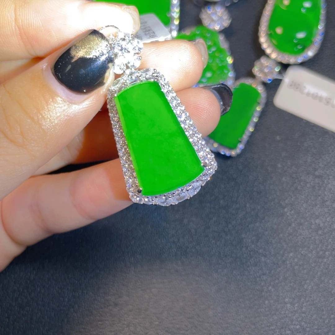 翡翠银S925镶嵌挂件jjzz