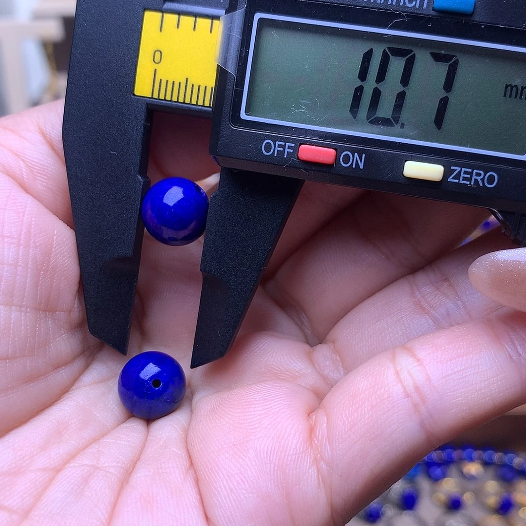 兰***）青金石未镶嵌10.7m一对珠