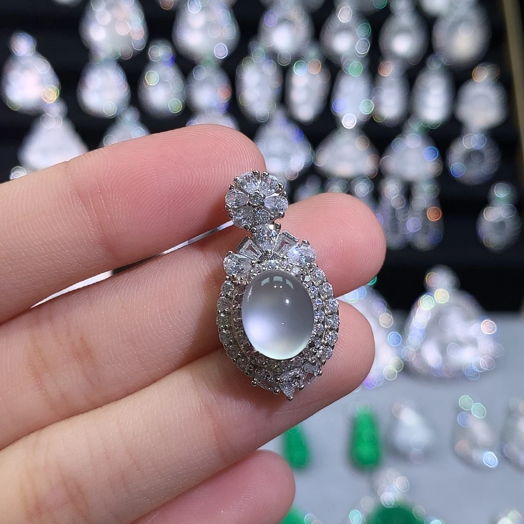 吊坠(不含链)银S925镶嵌石英质玉