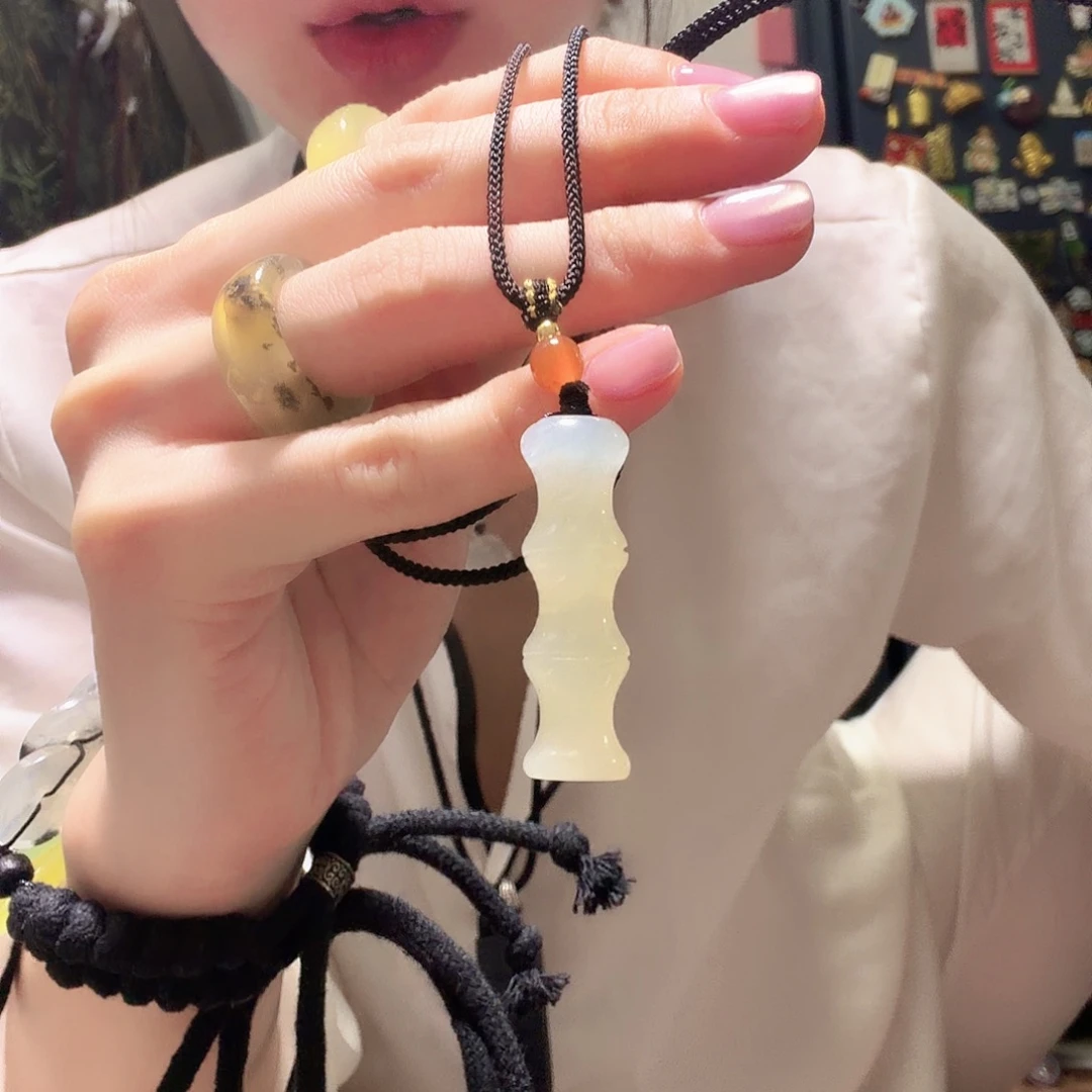 岫玉未镶嵌节节高升竹节