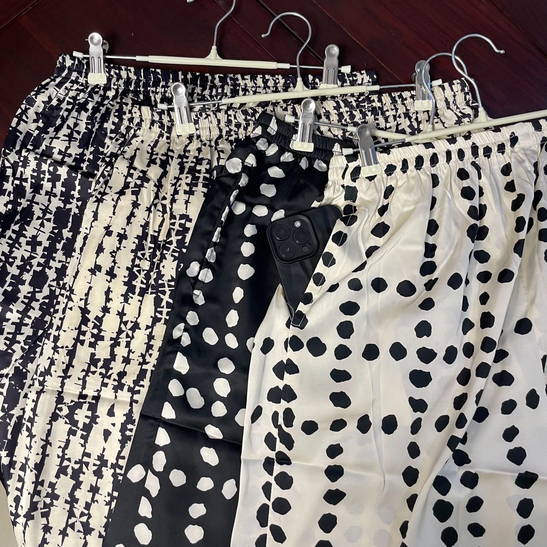 编号B链接 桑蚕丝五分居家外穿休闲百搭宽松时尚碎花休闲夏季