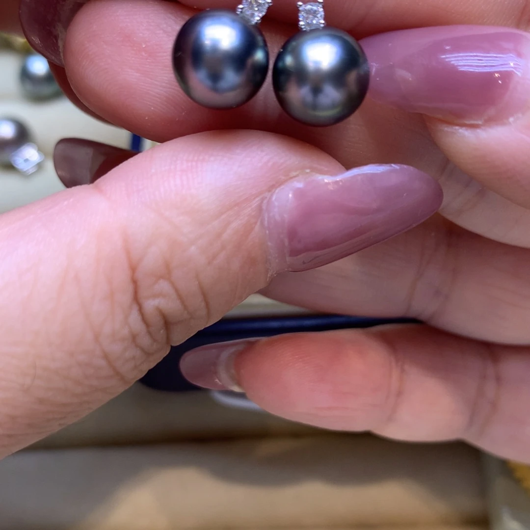 银S925镶嵌耳饰海水珍珠