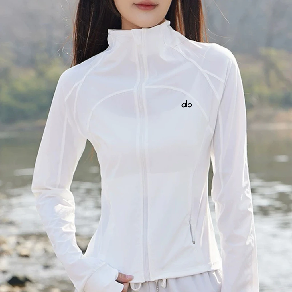 长袖防晒衣瑜伽健身训练外套运动上衣女修身健身速干透气防紫外线