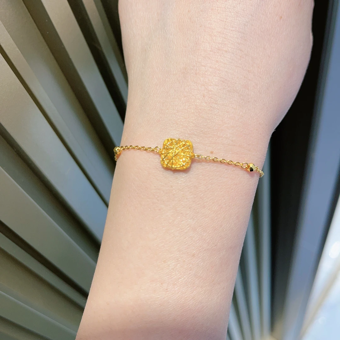 足金999方糖手链5G黄金手链时尚精致百搭首饰手链C102