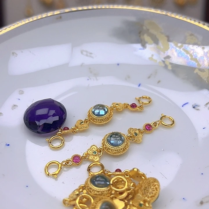 银S925镶嵌颈饰紫晶 紫晶925镶嵌176