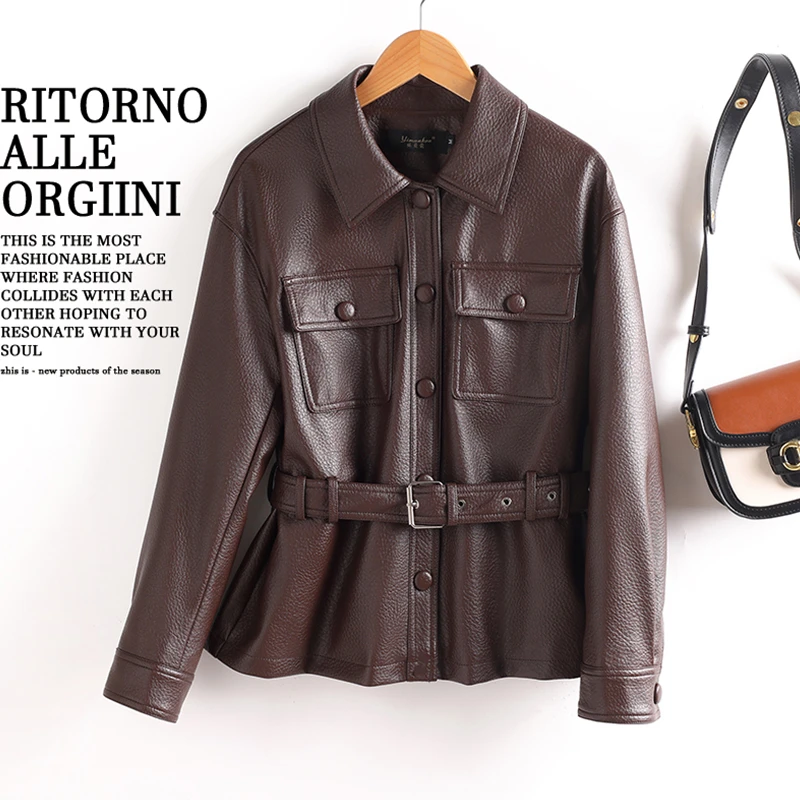 【宋佳同款】羽A688真皮羽绒服皮衣女短款韩版修身气质夹克皮衣外套