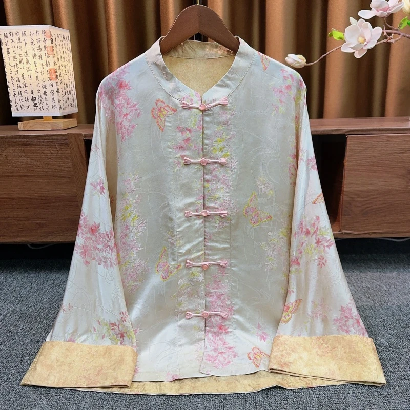 『许意』2025新款高级感米白色亭蝴蝶盘扣新中式国风温柔外套