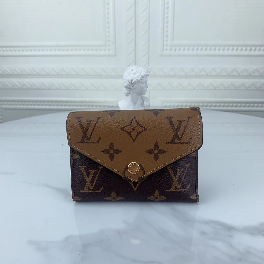 99新 LouisVuitton/路易威登 芯片款零钱包 Victorine 老花卡包