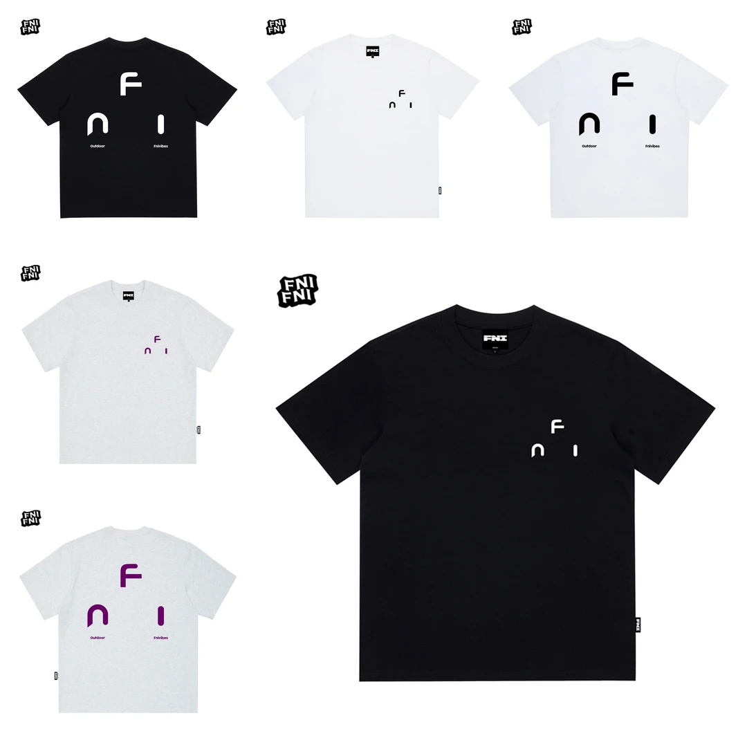 FNI黑标（字母AB基础）重磅纯棉男女同款t恤美式圆领短袖夏新款胶浆