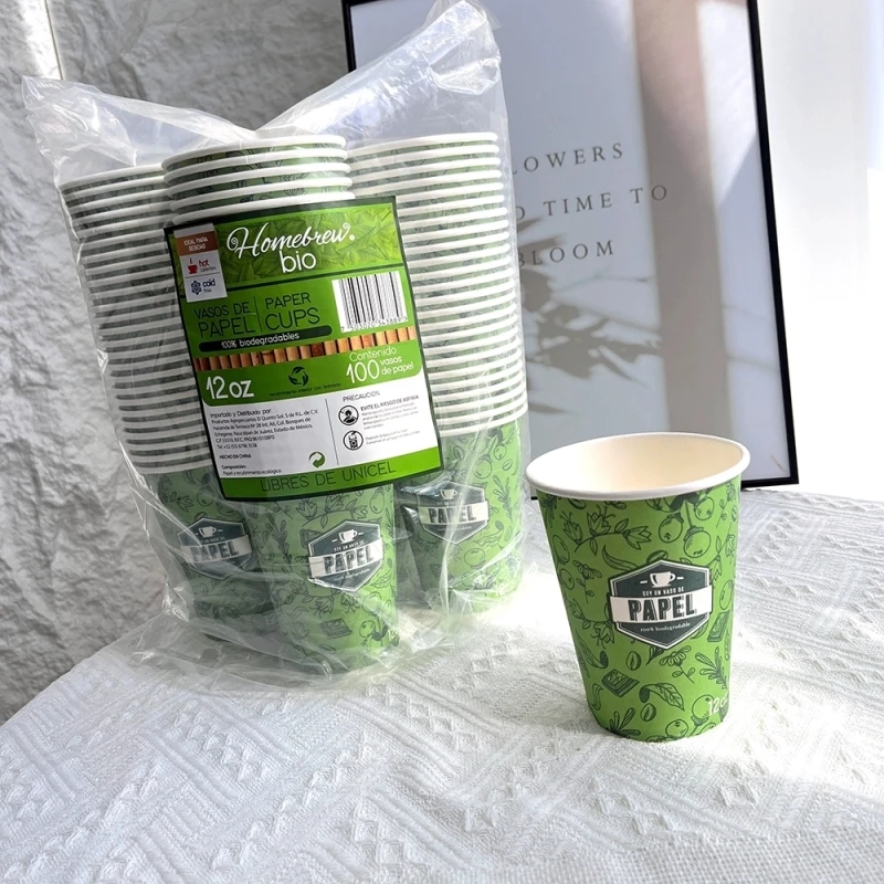 出墨西哥!超划算!100个装加大加厚环保纸杯冷热皆可一次性水杯