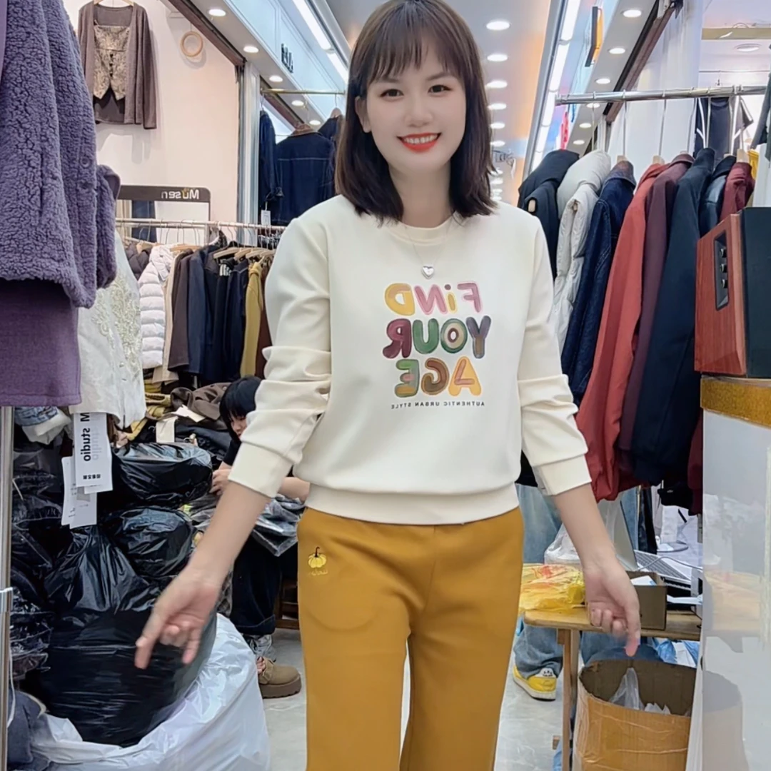 0919（美姿）女装新款印花圆领卫衣宽松休闲百搭显瘦长袖上衣