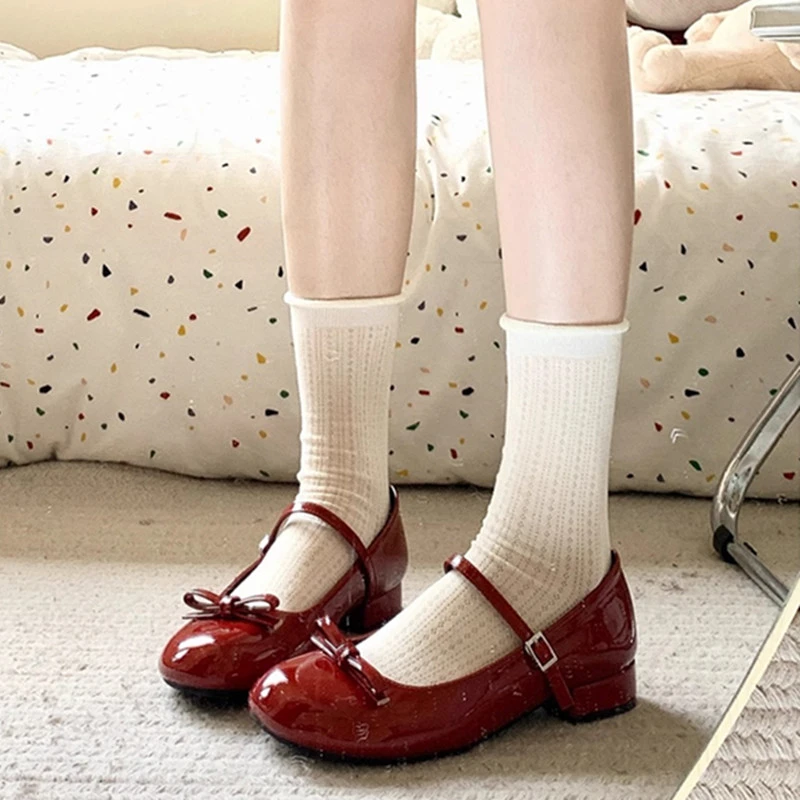 仙女风高跟浅口玛丽珍单鞋女2025春秋新款甜美蝴蝶结百搭小红鞋子