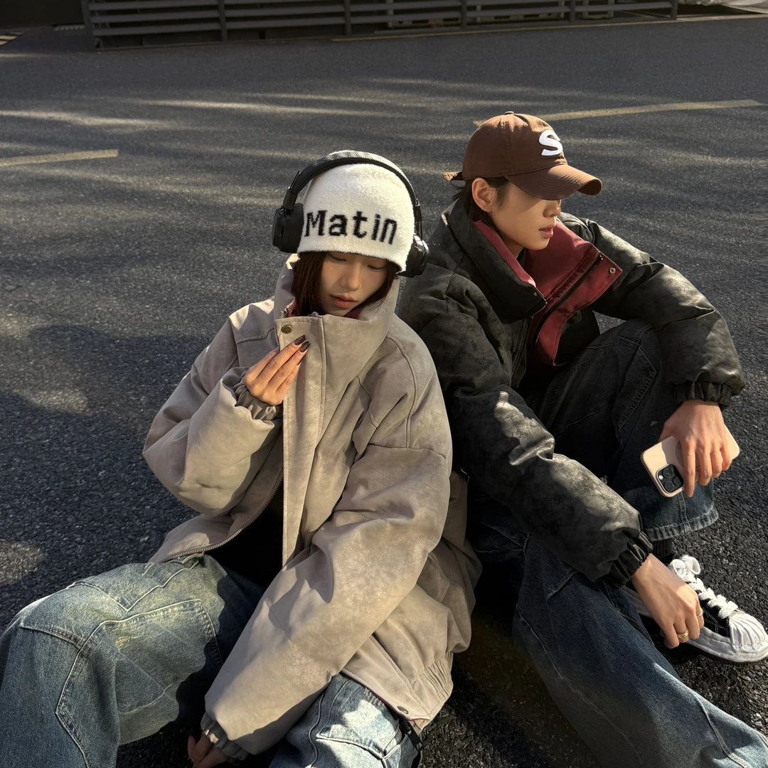 Jaaniste防水防风撞色加厚皮棉服男冬季情侣面包服保暖休闲外套