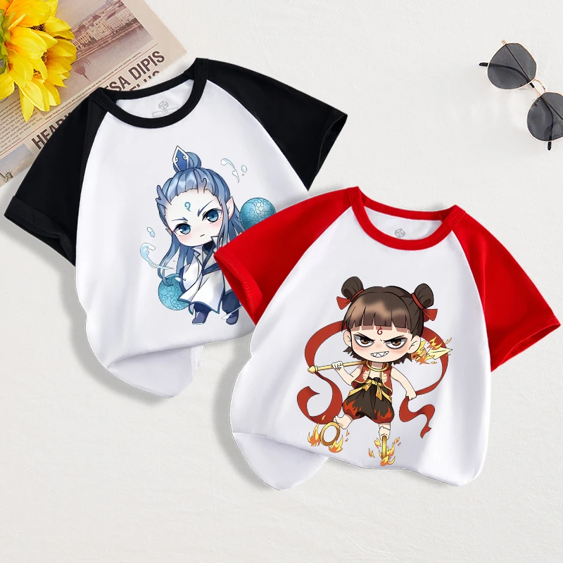 烟熏哪吒敖丙儿童短袖t恤中小童卡通半袖男童女童上衣服2025新款