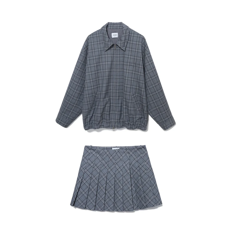ANDAHALF2025春夏格纹夹克外套百褶半裙套装dopdop买手店
