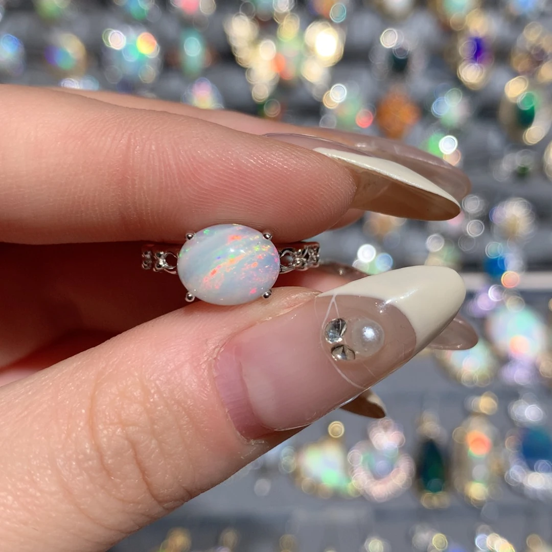 欧泊福利戒指w银S925镶嵌