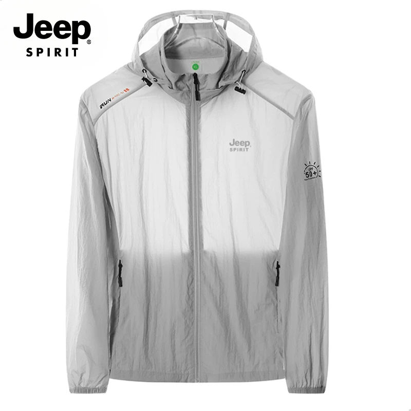 JEEP SPIRIT吉普新款防晒衣男士夏季防紫外线外套薄款连帽皮肤衣