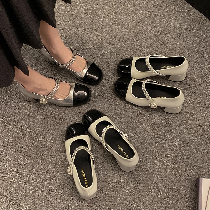 贾不假玛丽珍鞋女2025春季新款复古时尚配裙子高跟韩系简约小皮鞋