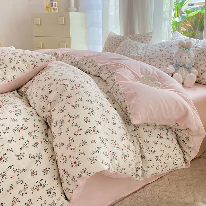 SJT-2024773樱桃粉四季款亲肤双层纱四件套230*200