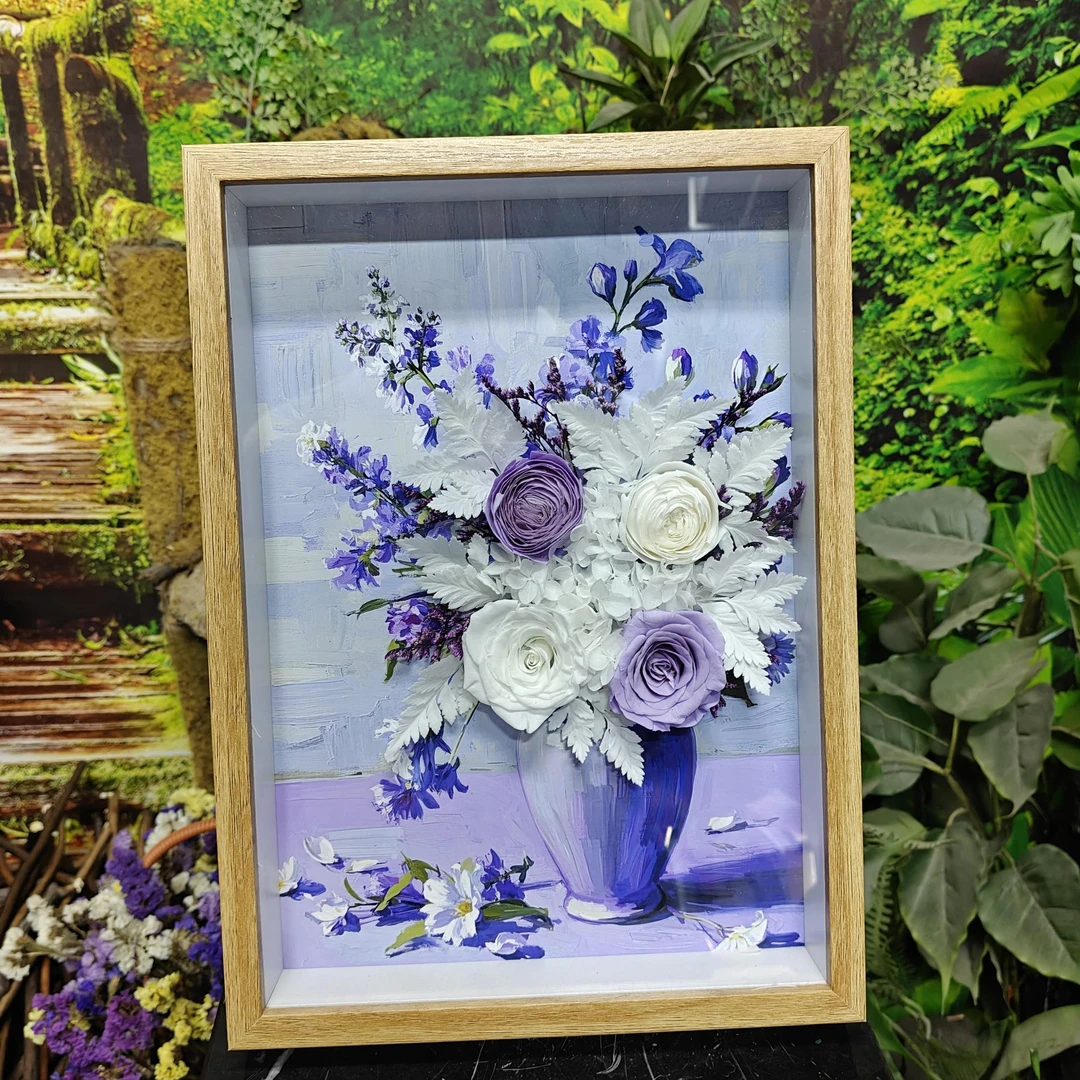 【蓝花楹】永生花画框  32高23宽