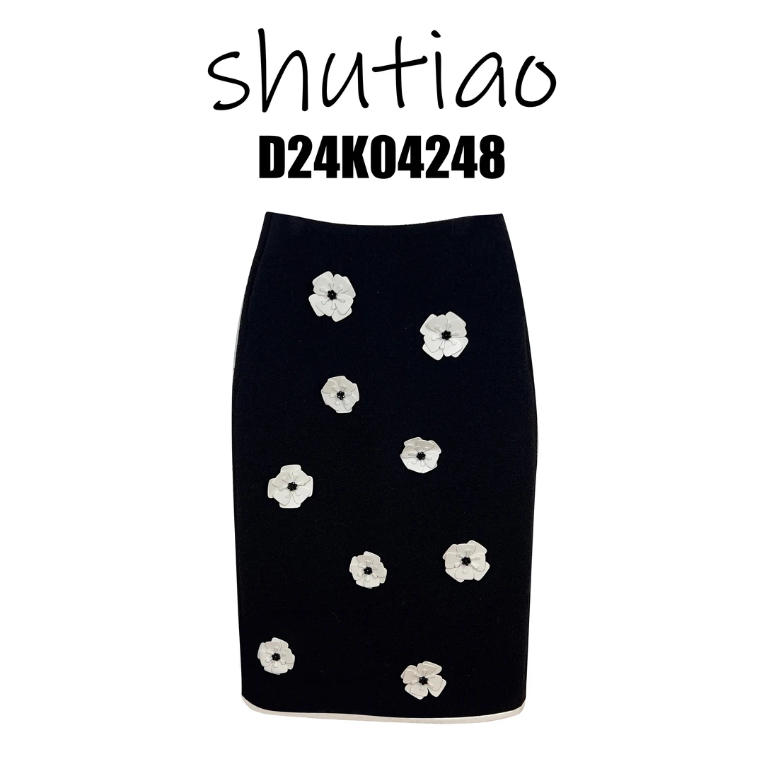 【SHUTIAO】2024秋冬：新款小众设计款花朵裙子D24K04248