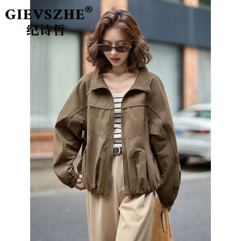 纪诗哲休闲外套女2025秋季新款时尚复古抽绳宽松设计感百搭上衣女