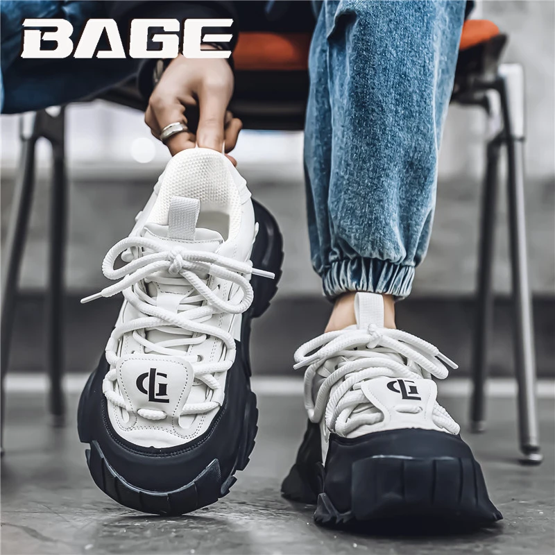 八哥欧洲站男鞋秋季潮牌高级感大头宽脚厚底休闲大码46运动老爹鞋