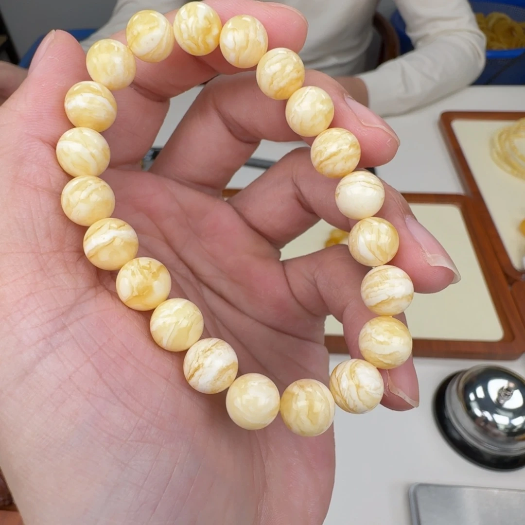 蓝珀未镶嵌裸石蜜蜡手串