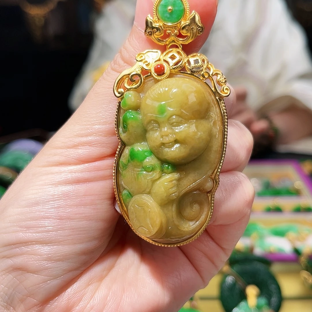 【闪购商品】翡翠银S925镀金镶嵌吊坠(赠链)福利
