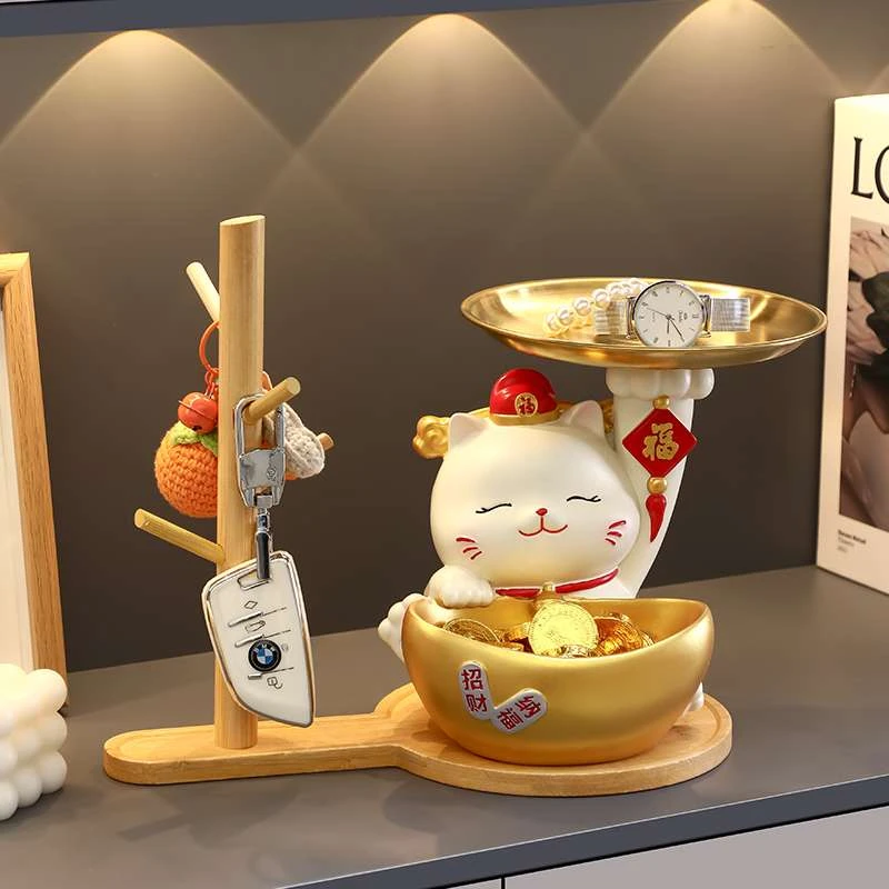招财猫入户门口鞋柜钥匙收纳玄关装饰品摆件客厅家居乔迁新居礼品