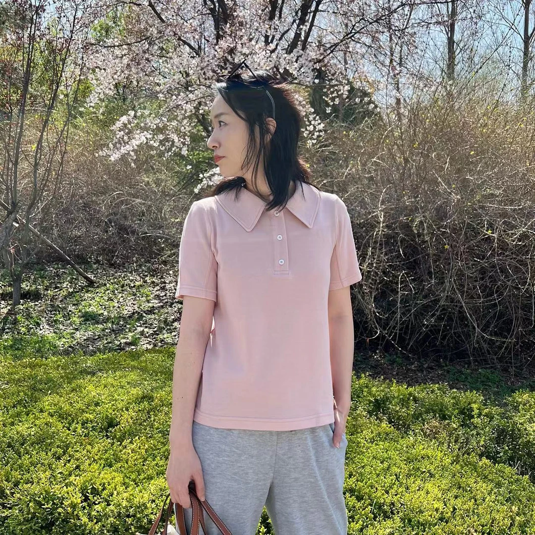 柞蚕丝【盛夏】夏日短袖翻领时尚减龄夏季百搭D240218