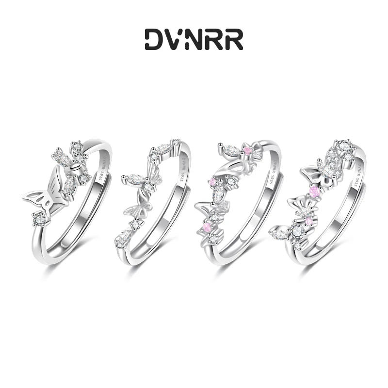 925银合成锆石戒指 DVNRR梦幻蝶恋毕业季礼物四人情侣闺蜜戒指