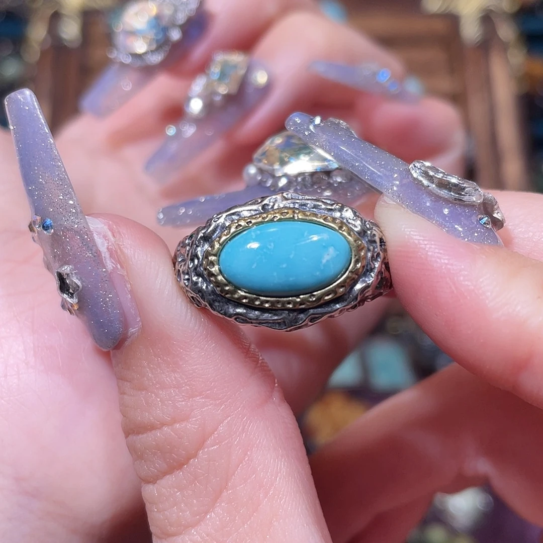 绿松石银S925镶嵌戒指