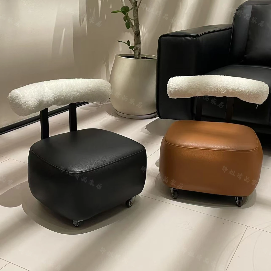 轻奢溜溜凳中古风换鞋凳360旋转静音凳