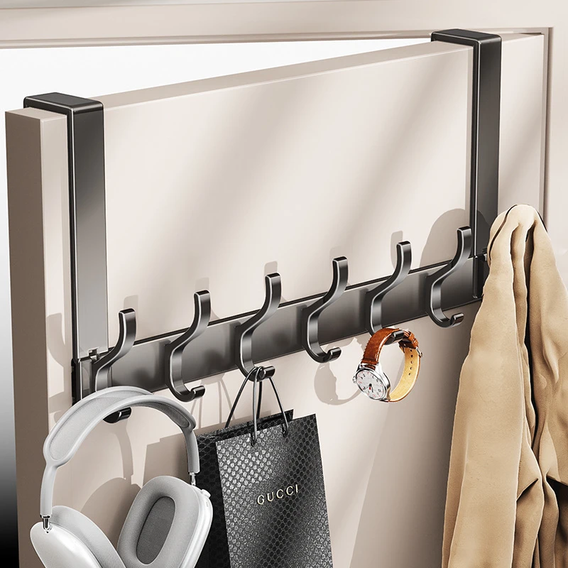 蓝藤太空铝门后挂钩挂衣钩免打孔衣服挂架入户门背式收纳置物架子