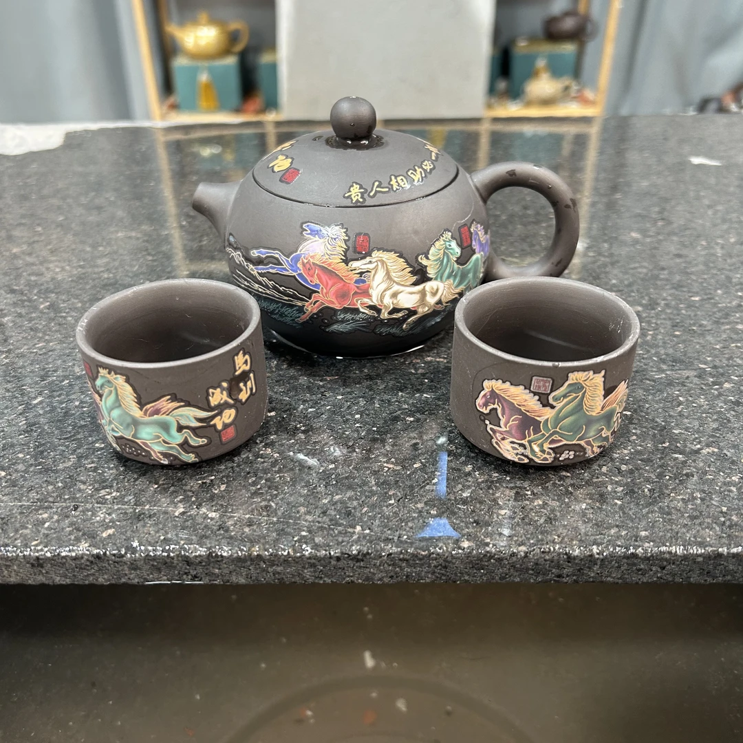 【开播福利】原矿紫砂马到成功西施壶（一壶+两直筒杯）