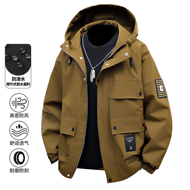 玛斯柏工装外套男士春秋季美式高街防风街头帅气潮流百搭休闲夹克