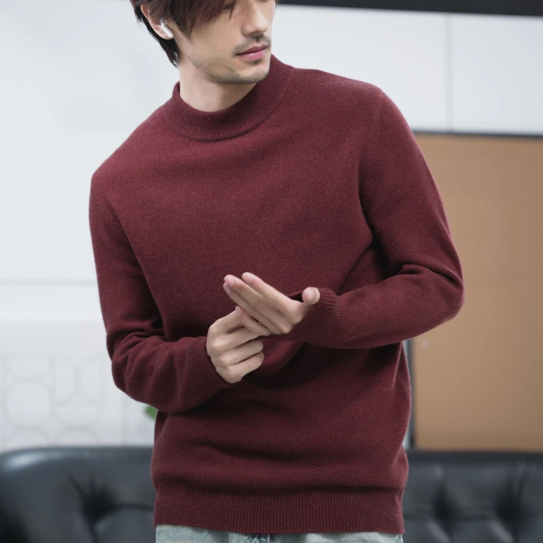 Tobefly山羊绒绵羊毛370克重纯色打底简单亲肤长袖卫衣款96609