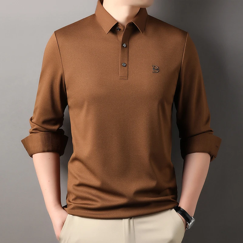 Louis Fordea路易弗狄/高端翻领polo衫男士商务上衣休闲长袖t恤男