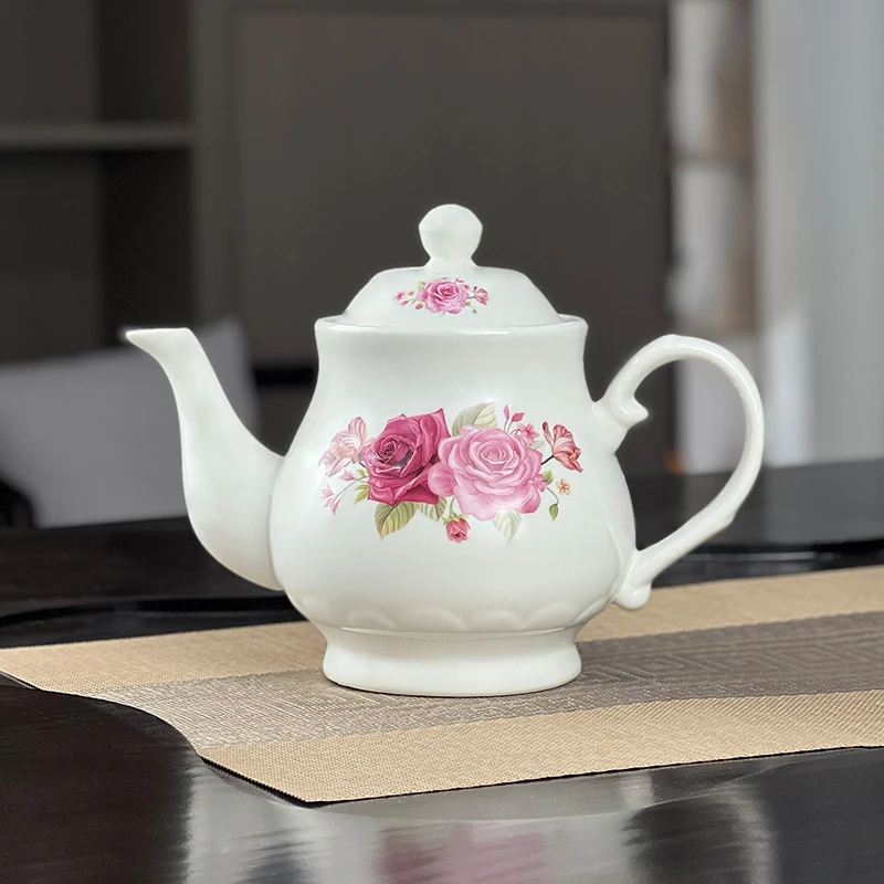 大中小号陶瓷茶壶餐厅茶壶家用冷水壶餐厅茶壶家庭凉水壶耐高温壶