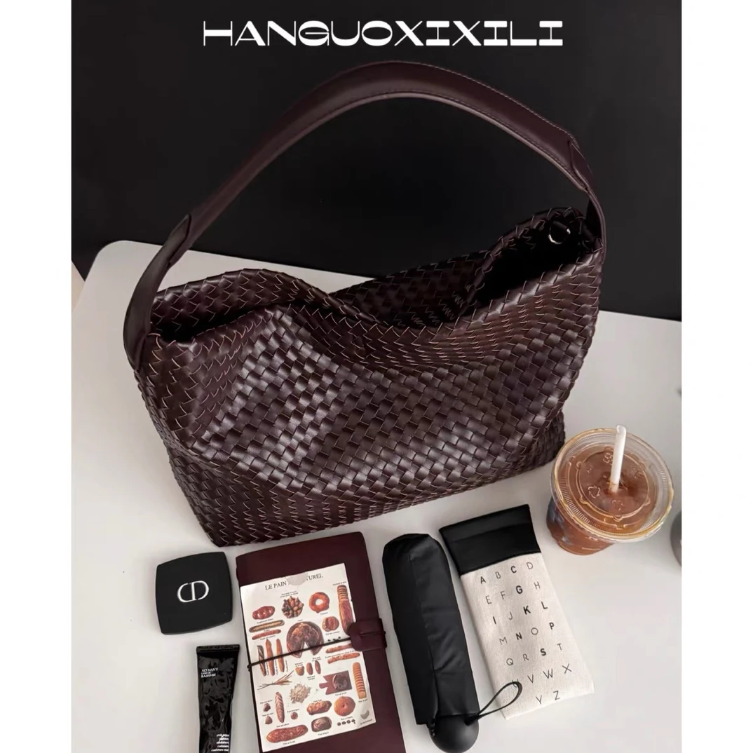 韩国西西里复古手工编织包女百搭单肩包2025新款大容量时尚托特