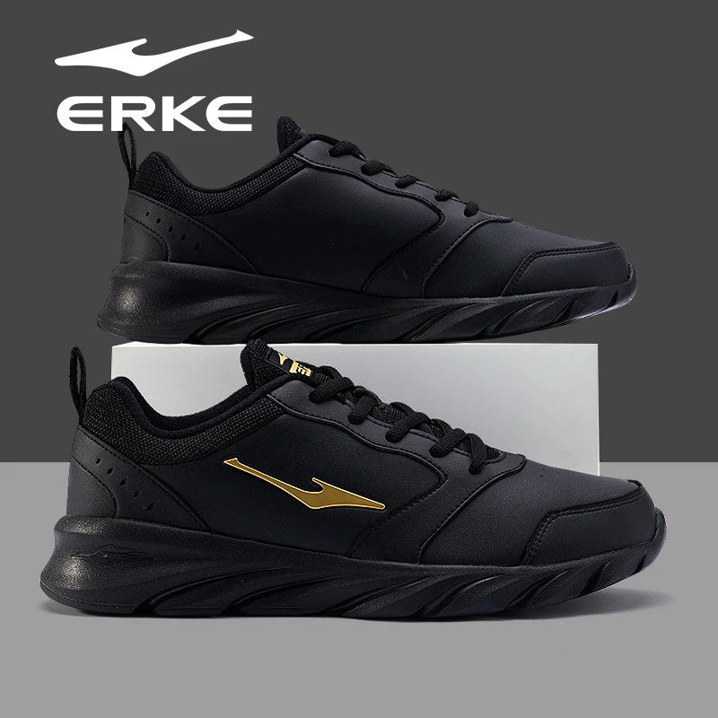 鸿星尔克官方品牌正品秋冬新款学生革面防水跑步鞋百搭休闲运动鞋