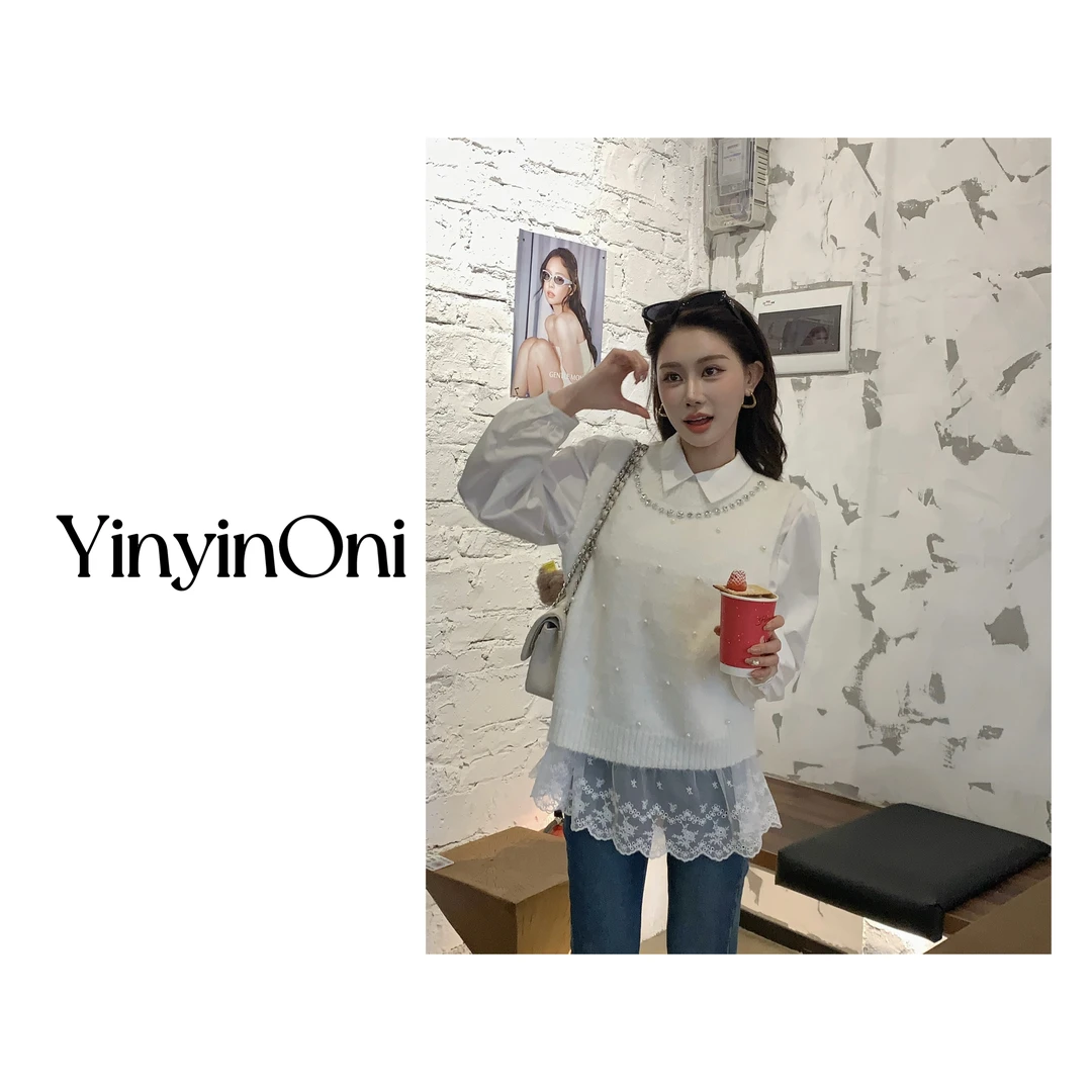 茵茵欧尼（暮雪）重工钉珠无袖针织背心