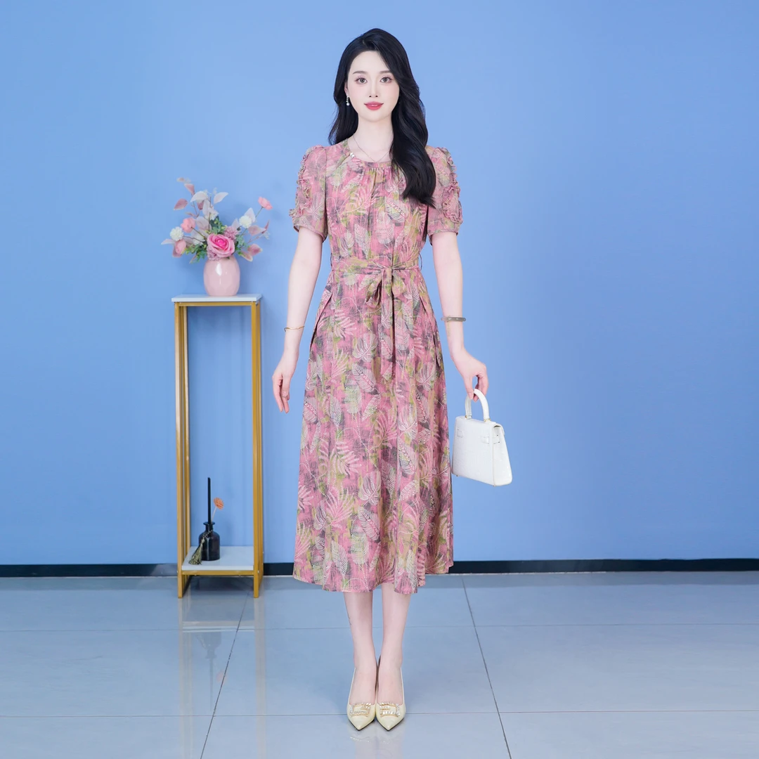 【SJYH2187】2025年夏季新款时尚优雅减龄连衣裙显瘦气质