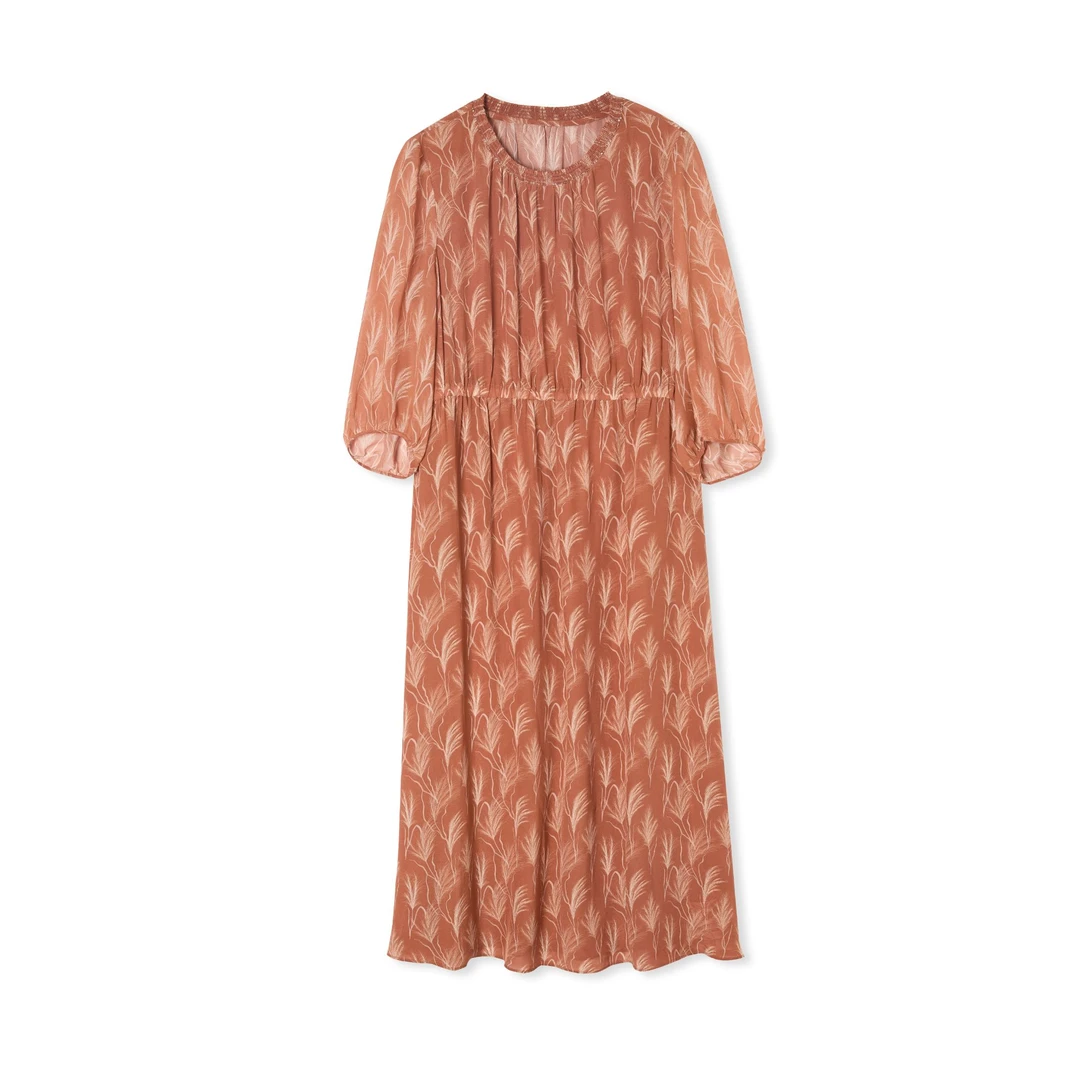 梦燕夏季女款时尚百搭气质大方宽松休闲舒适真丝连衣裙BS03B5023D