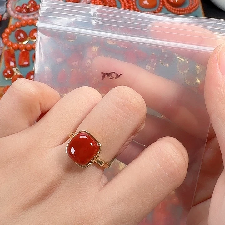南红玛瑙银S925镶嵌戒指